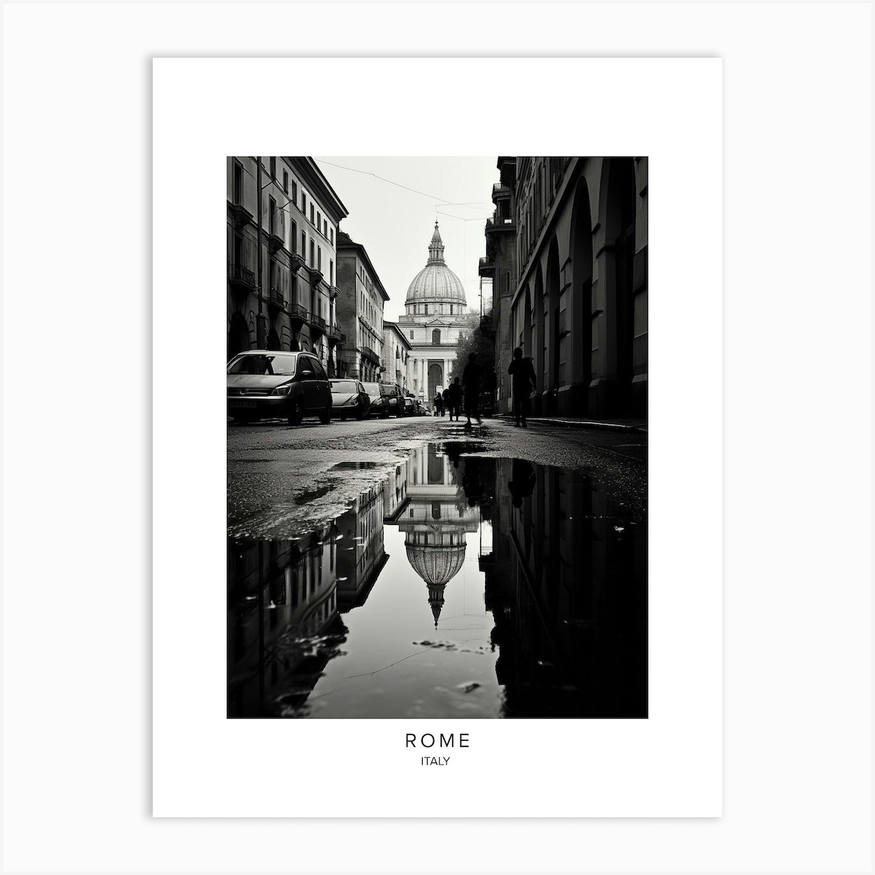 Poster Of Rome Italy Black And White Analogue Photography 1 Art Print