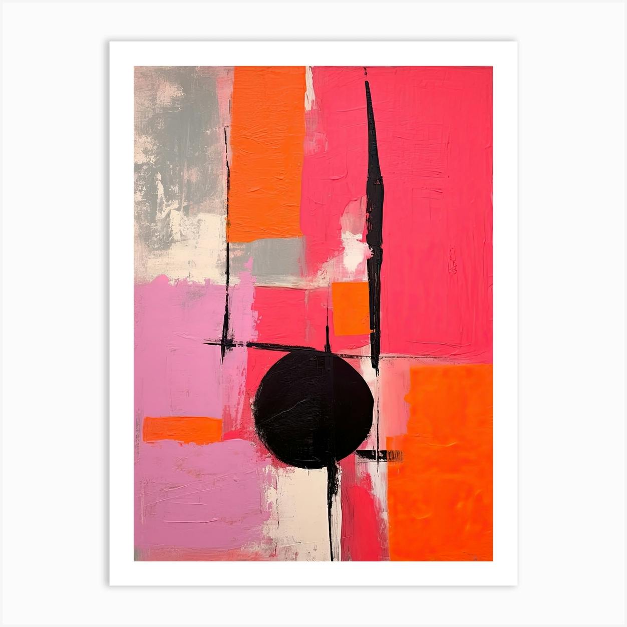 Pink abstract wall art, Abstract art print, pink black abstract art, abstract prints, store abstract artwork, abstract painting, Medium Framed