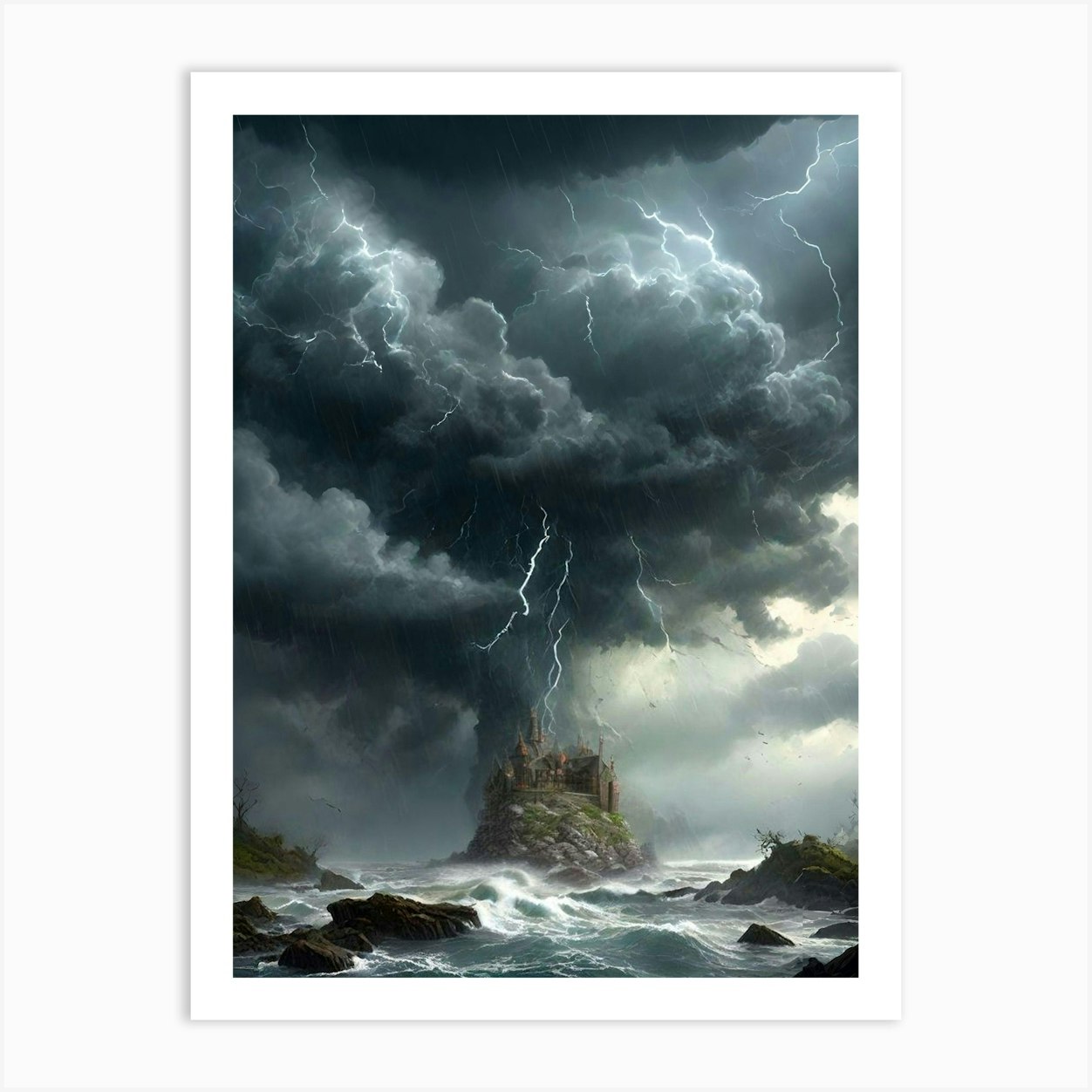 Stormy Castle Art Print By Hey Birb Fy