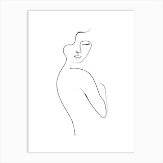 Minimalist Nude Line Art 1 Canvas Print by The Printable Studio - Fy