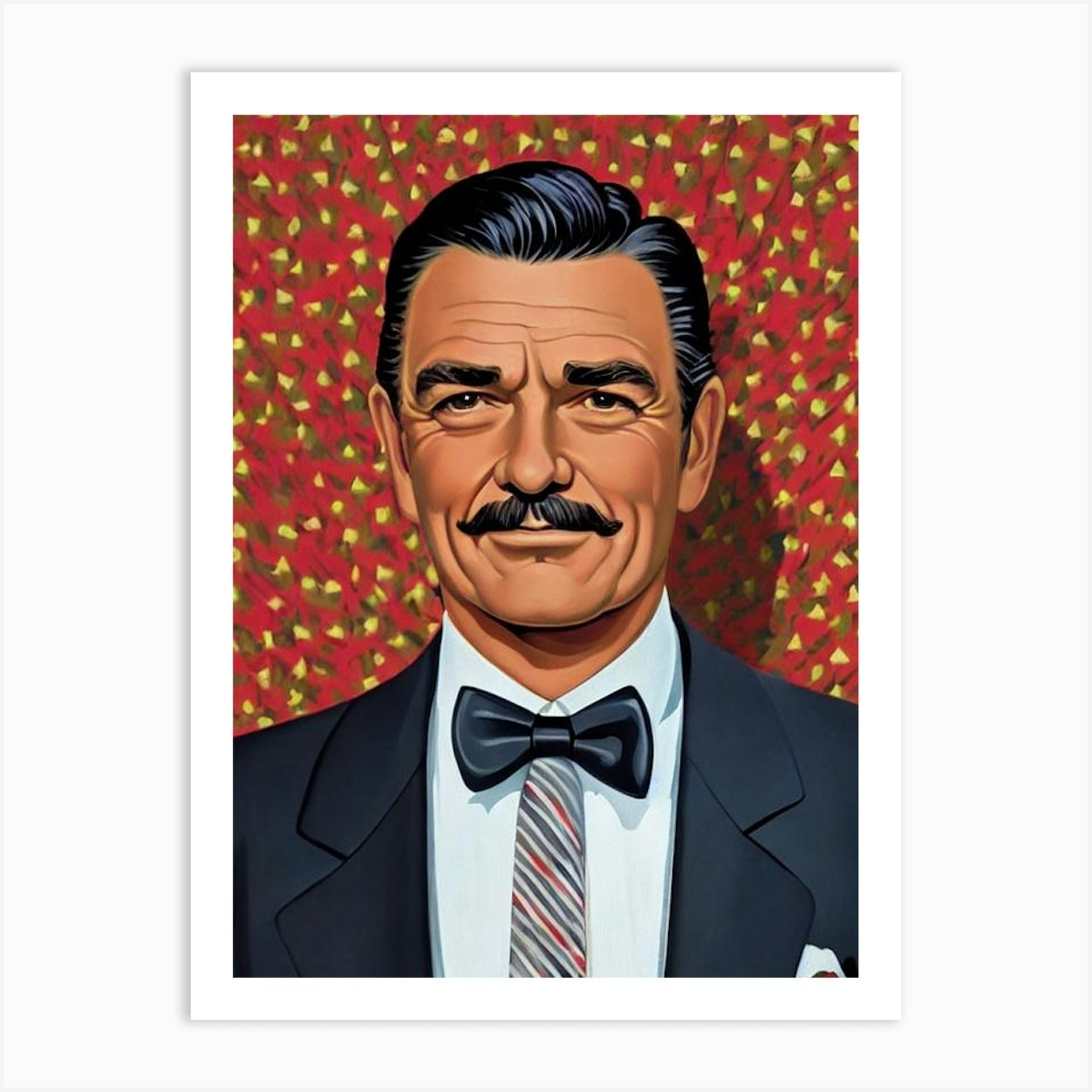 Clark Gable Illustration Movies Art Print by Lights Camera Action - Fy