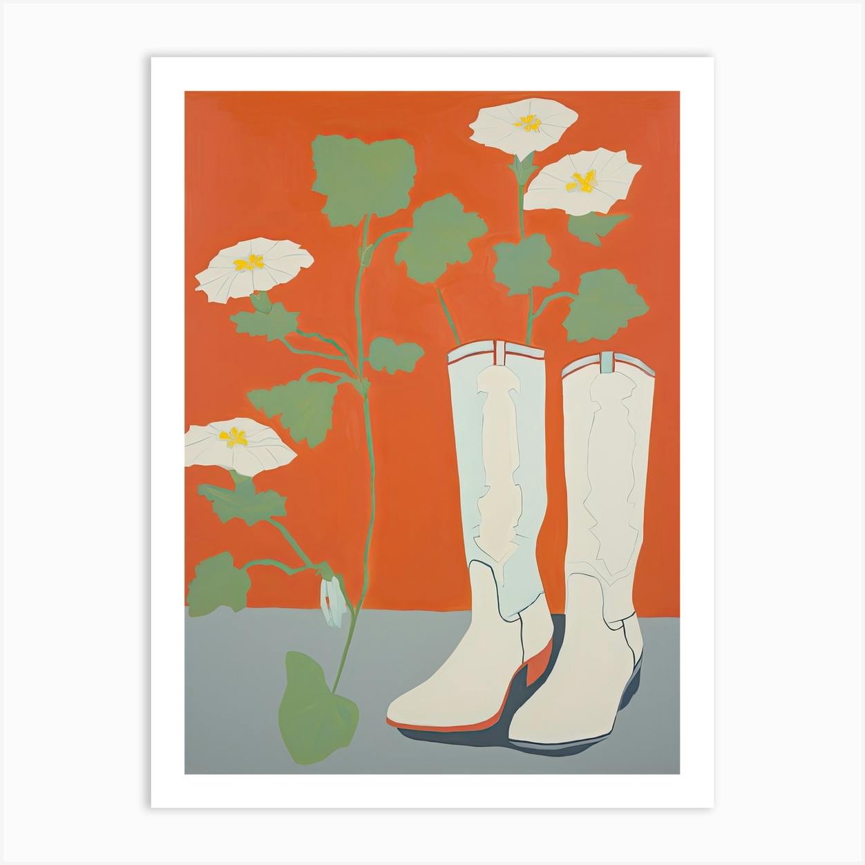 Cowboy boots deals with white flowers