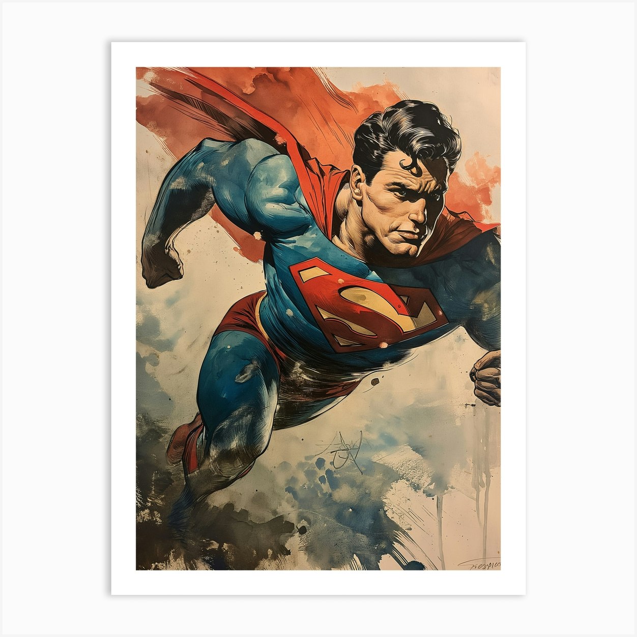 Fantasy Lithograph Of DC Comics Superman 1950s Art Print by