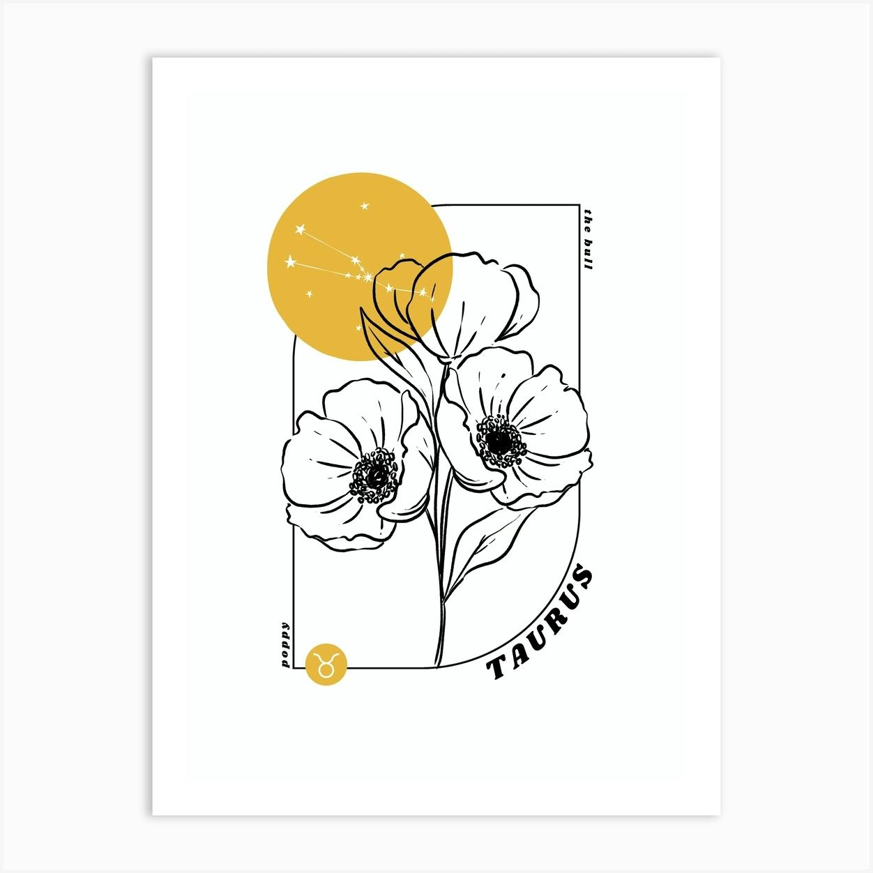 Taurus Birth Flower Zodiac Sign Art Print