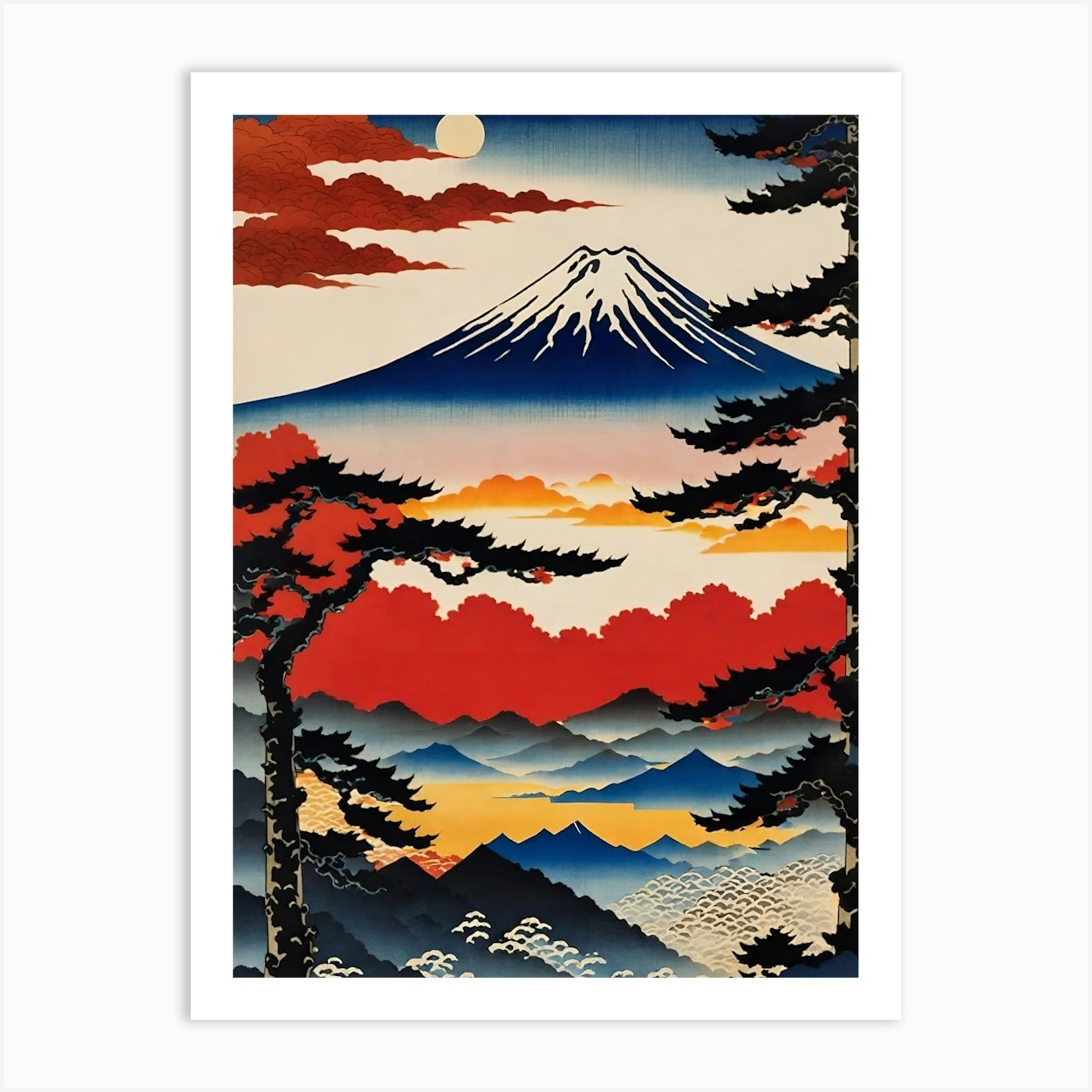 Japanese Fuji Painting Art Print by A Thousand Words - Fy