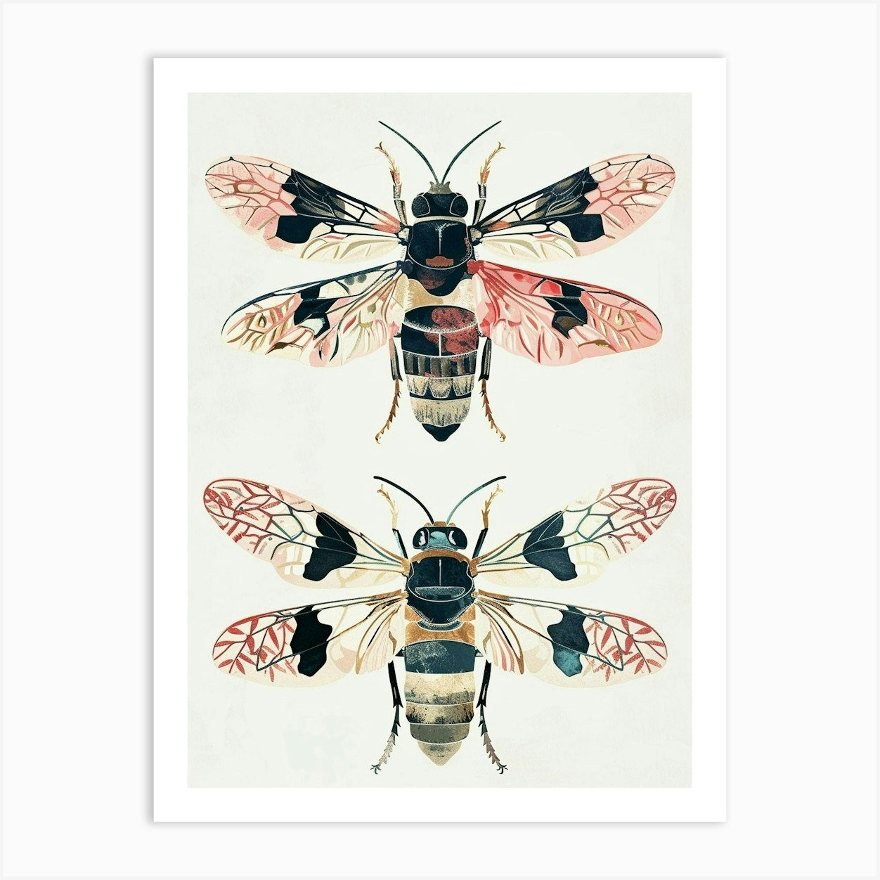 Colourful Insect Illustration Hornet 2 Art Print By Ritual Art Prints - Fy