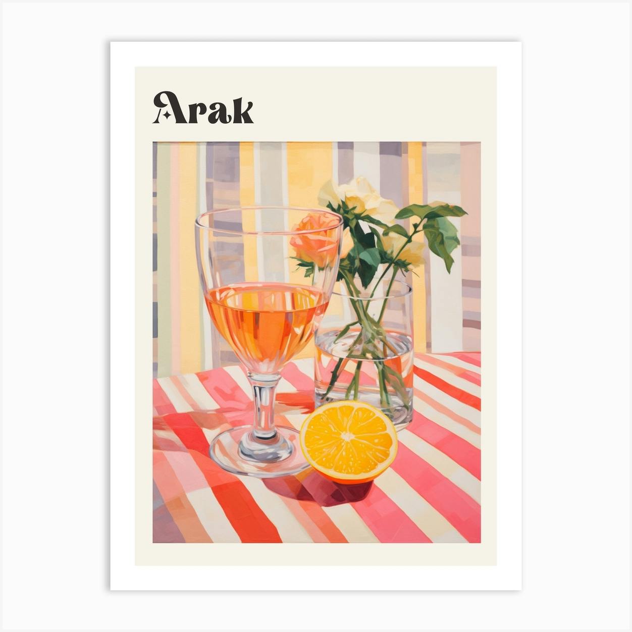 Arak Retro Cocktail Poster Art Print by MedArt Fy