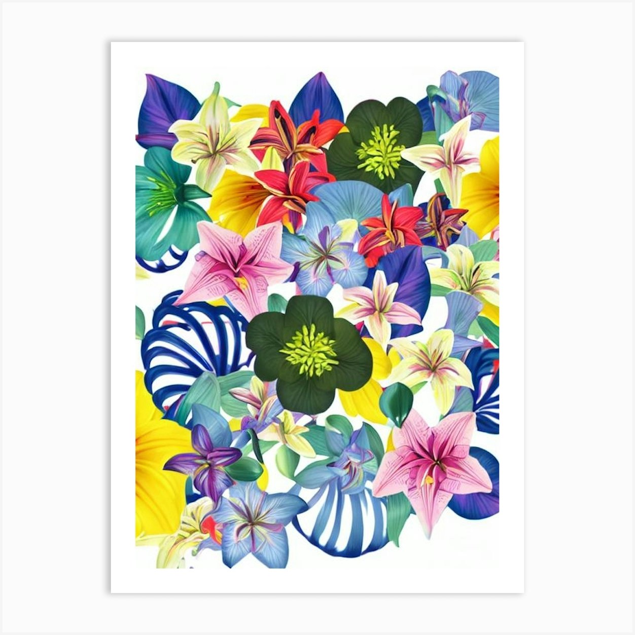 Lilies 2 Modern Colourful Flower Art Print by The Artsy Florist - Fy