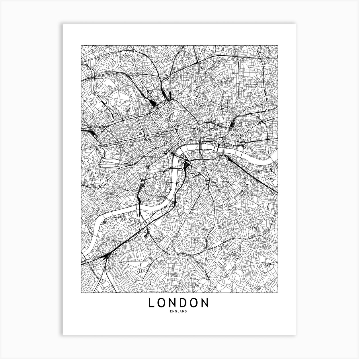 London White Map Art Print by multipliCITY - Fy