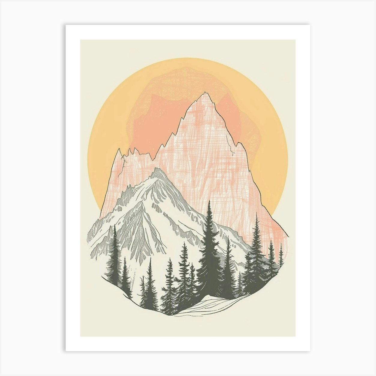 Zugspitze Germany Color Line Drawing Drawing (5) Art Print by Pixel ...