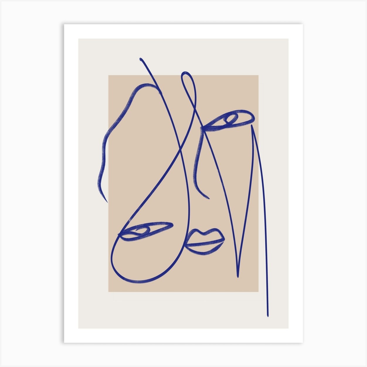 Abstract Blue Line Art Art Print by Little Dean Fy