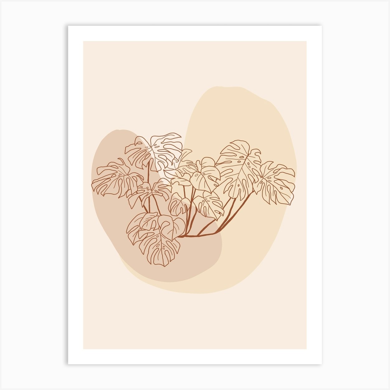 Modern Neutral Monstera Deliciosa Art Print by Gush Art Studio - Fy