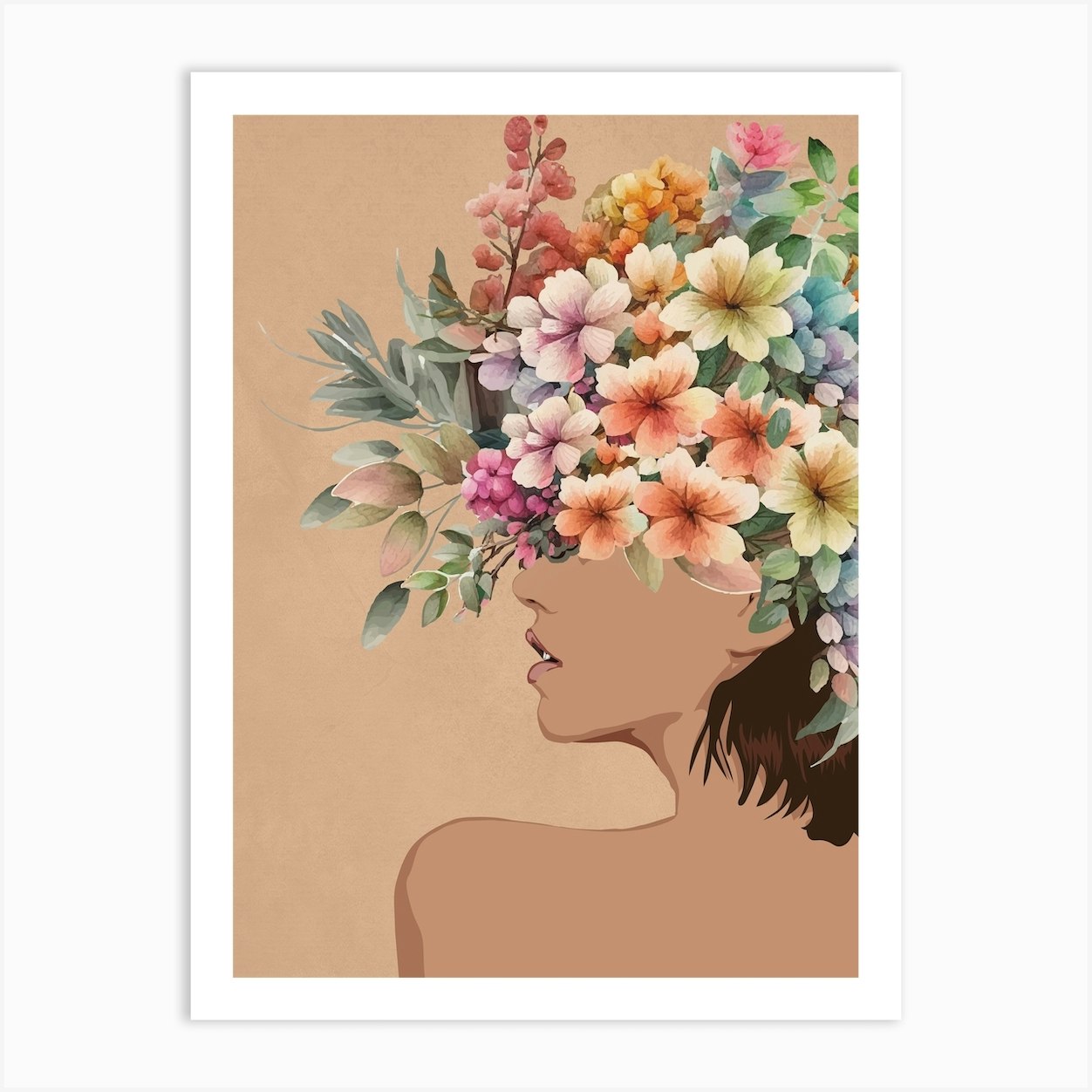 Floral Woman 2 Art Print by City Art - Fy