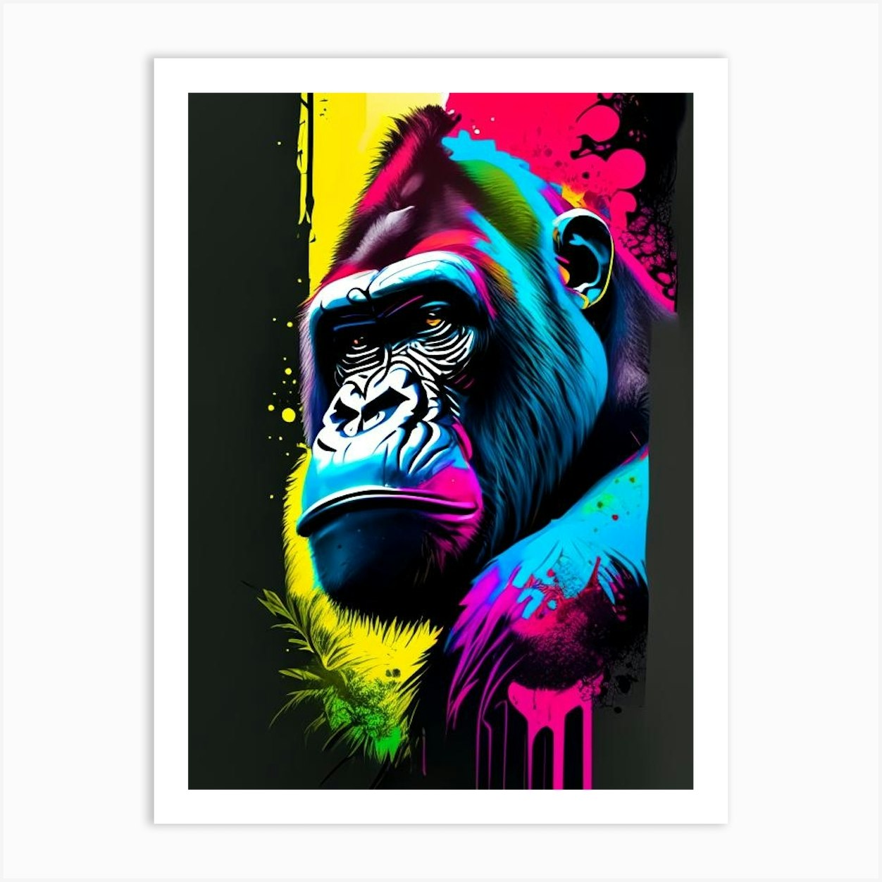 Gorilla With Graffiti Background Gorillas Tattoo 1 Art Print by Primate ...