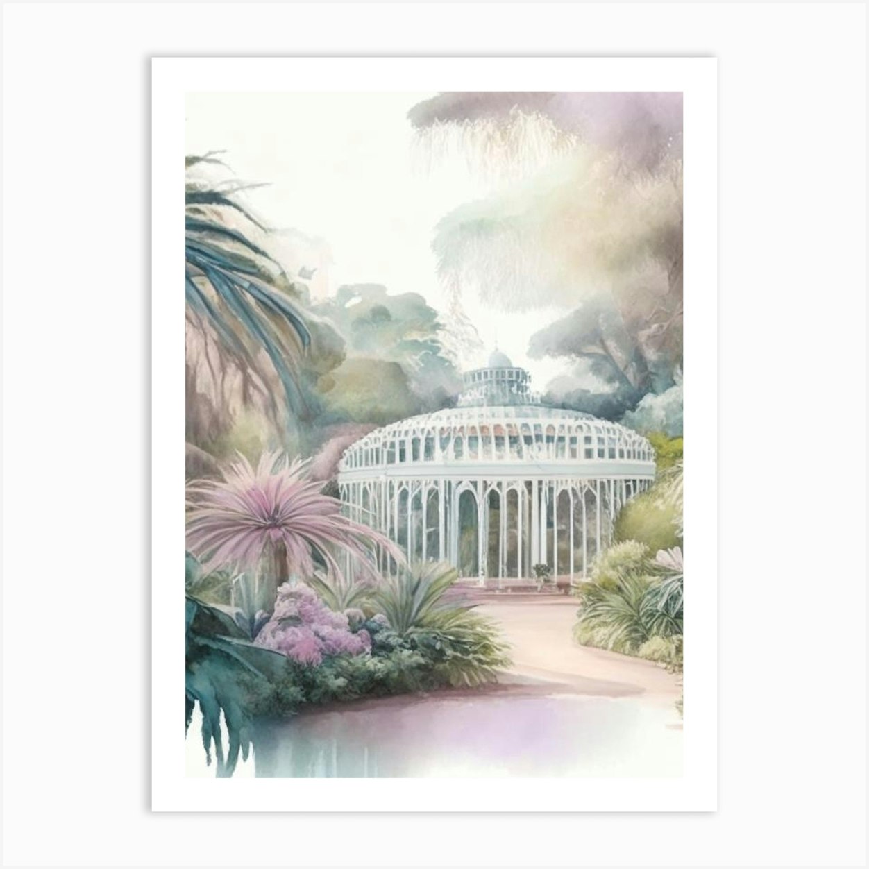 Auckland Domain Wintergardens, 2, New Zealand Pastel Watercolour Art