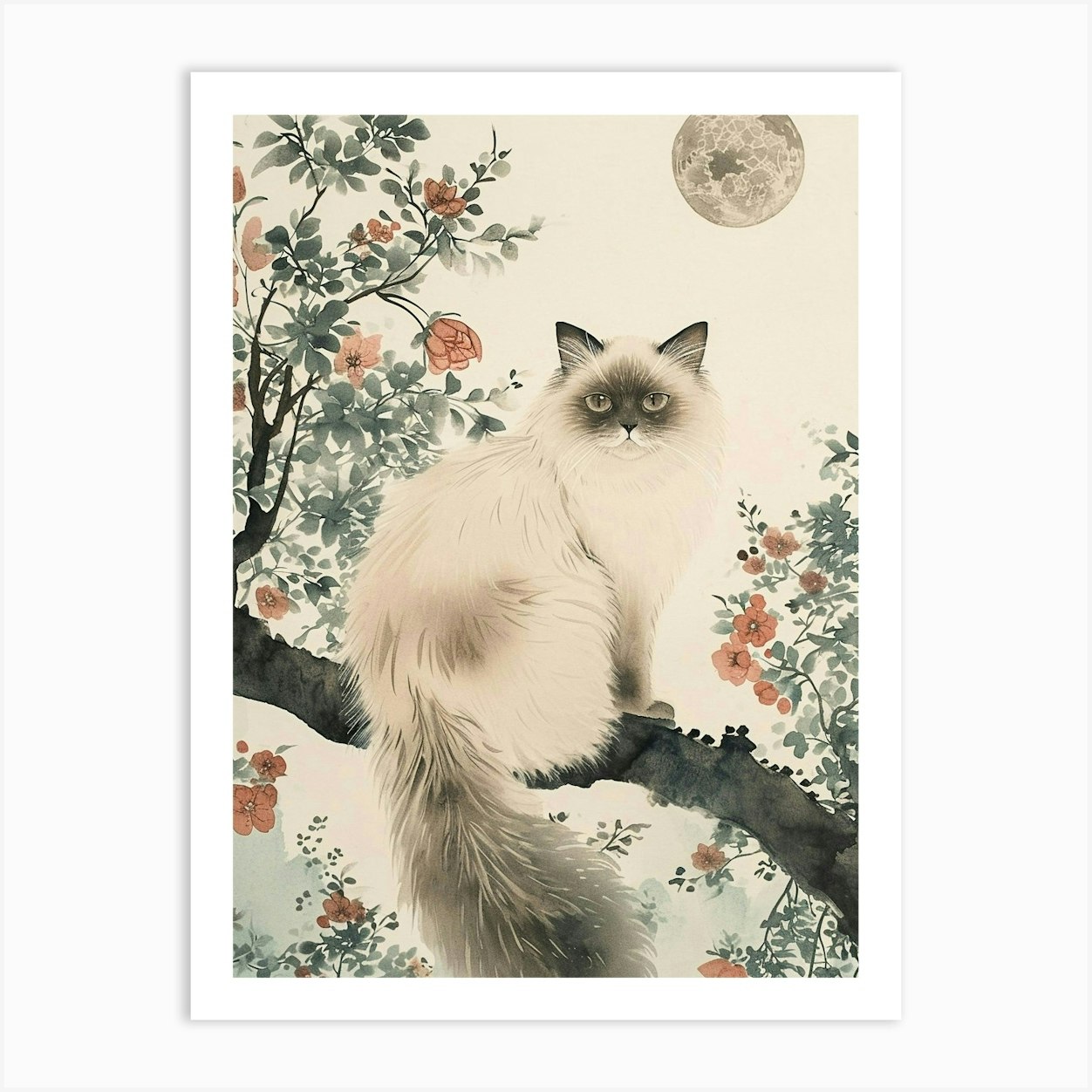 Ragdoll Cat Japanese Illustration 3 Art Print by Woof and Whiskers Fy