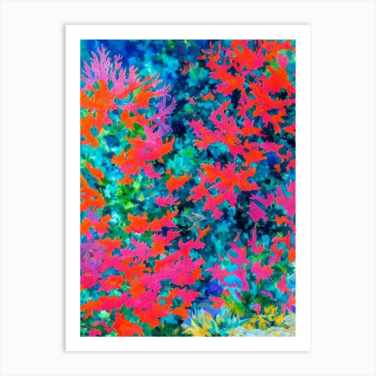 Acropora Gomezi Vibrant Painting Art Print by Reef Reflections - Fy