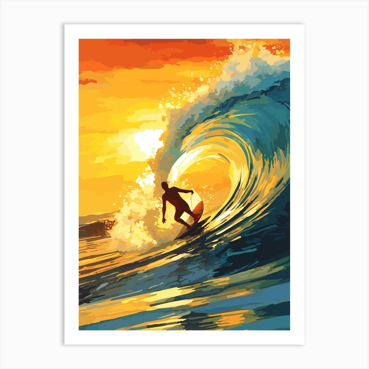 Surfing art, Surf decor, Surf illustration, Surfer on canvas, Surfing print, Ocean Print, Ocean Canvas, Waves Wall outlet Print, Waves on canvas