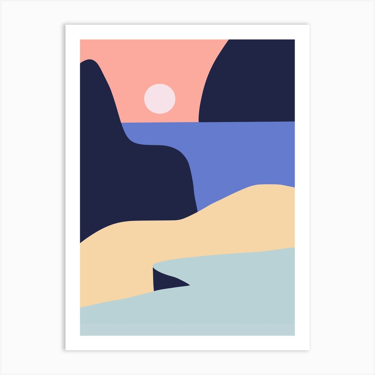 Minimalist Beach View Art Print by Little Dean - Fy