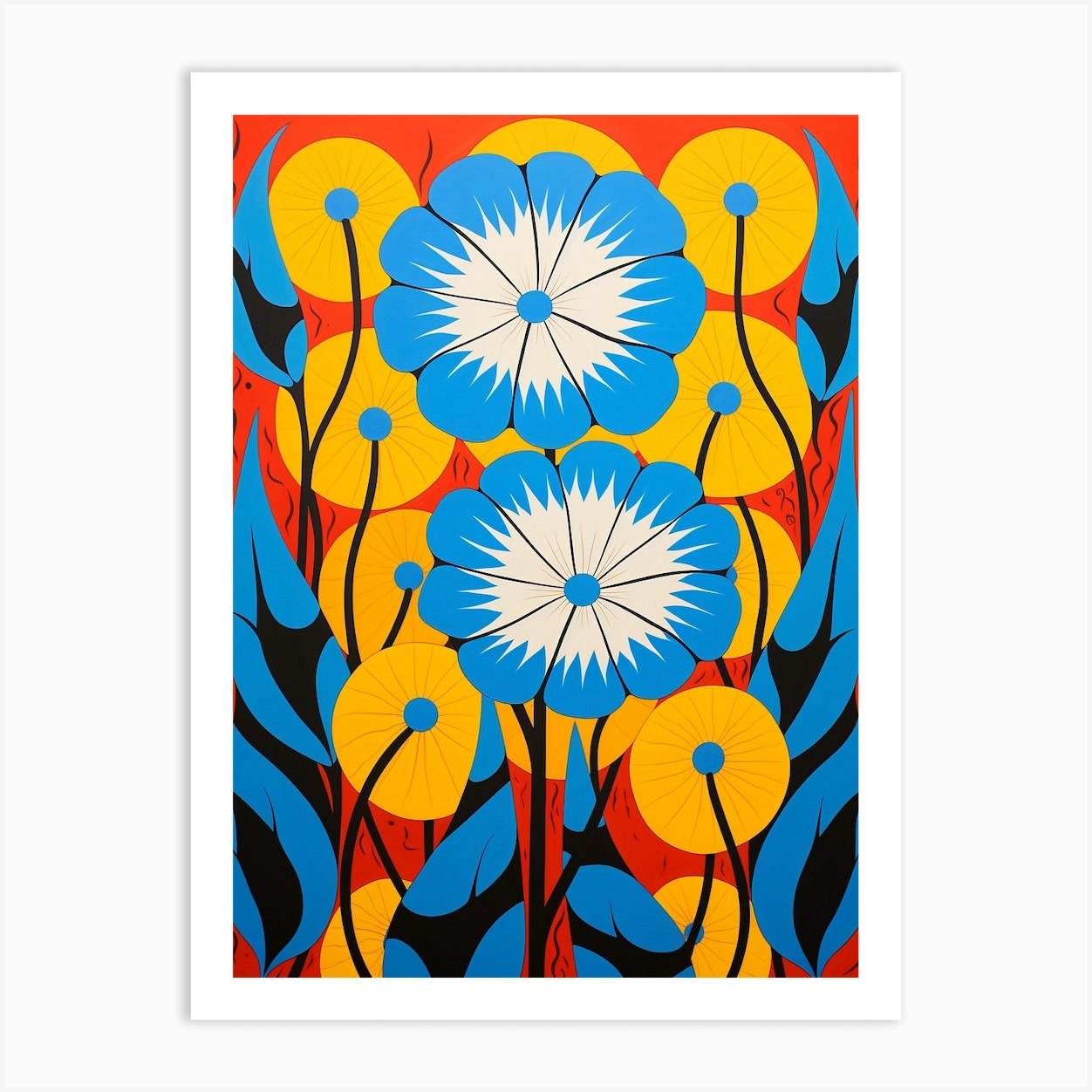 Flower Motif Painting Morning Glory 1 Art Print by Botanic Studio - Fy