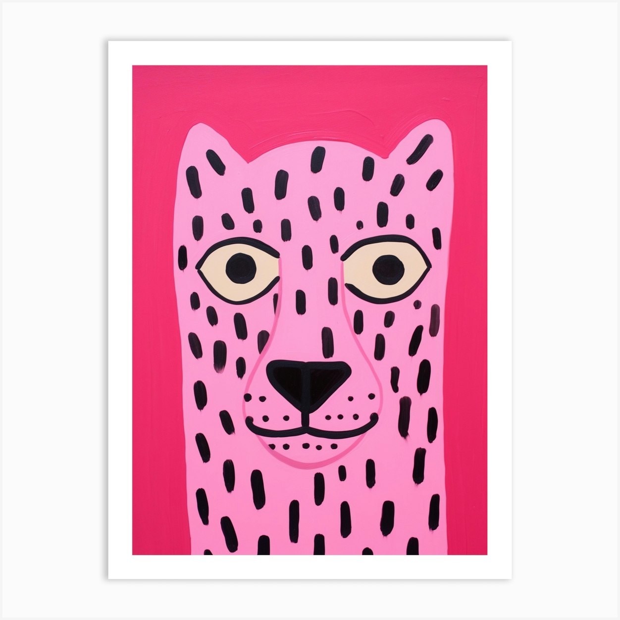 Pink Polka Dot Puma Art Print by Scribble Studio - Fy