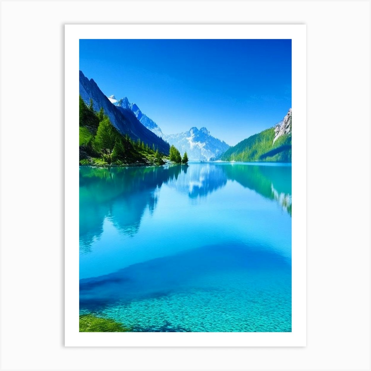 Crystal Clear Blue Lake Landscapes Waterscape Photography 1 Art Print ...