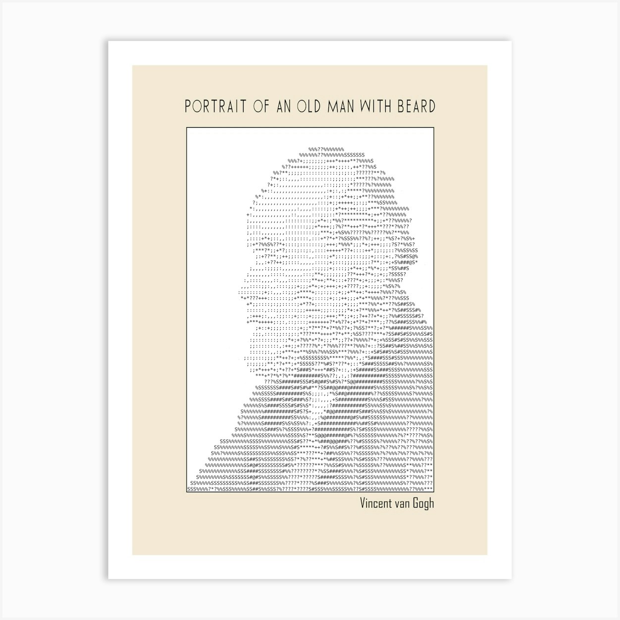 Ascii Art Minimalist – Portrait Of An Old Man With Beard – Ascii Art ...