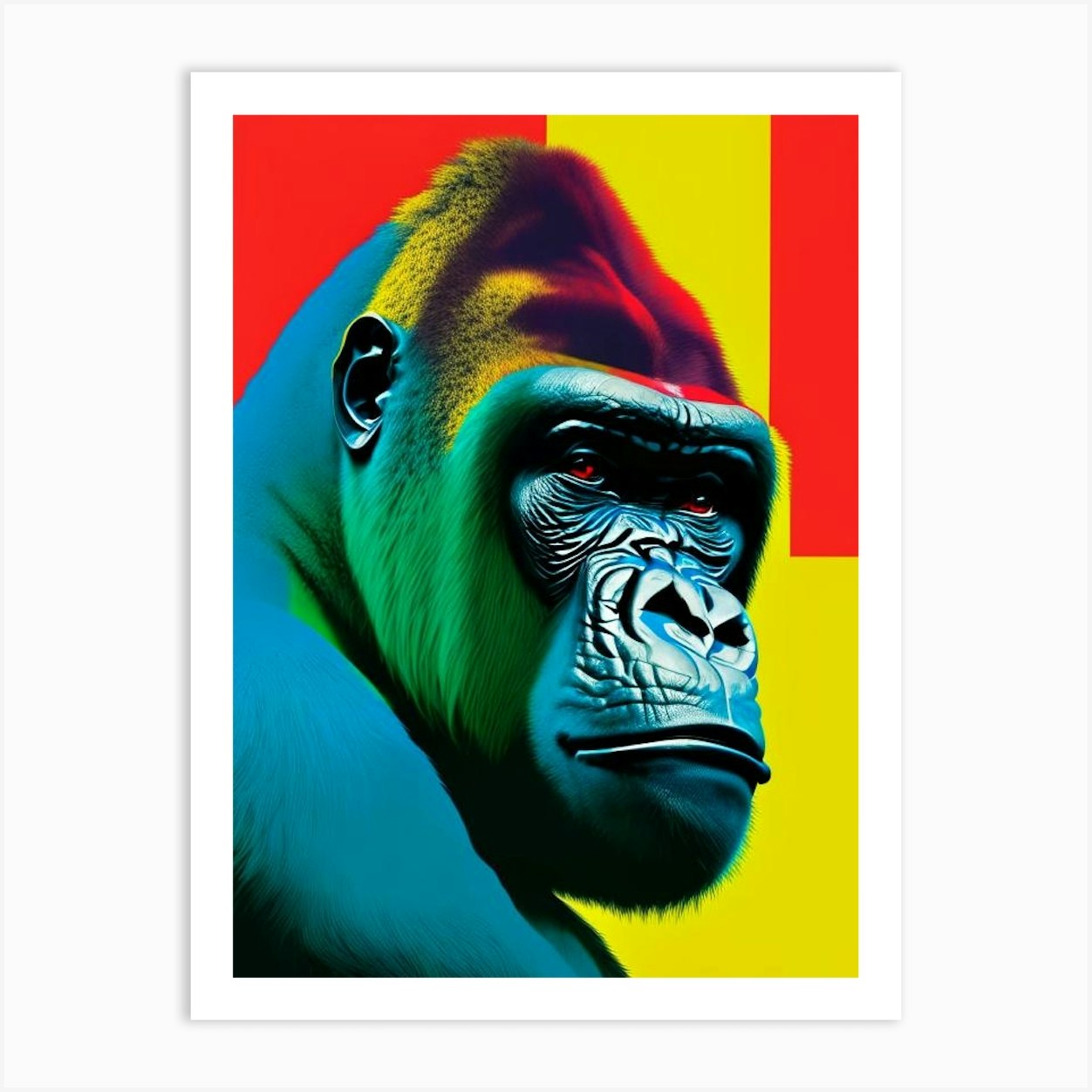 Gorilla With Confused Face Gorillas Primary Colours 2 Art Print by ...