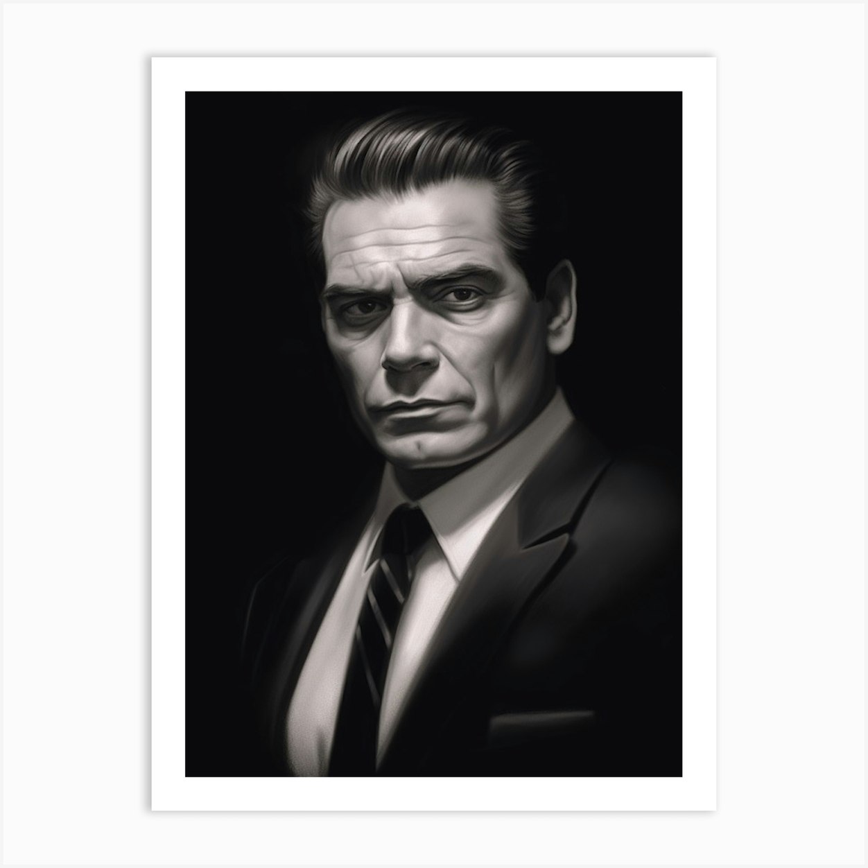 Gangster Art Henry Hill Goodfellas B&W Art Print by Print Cult - Fy