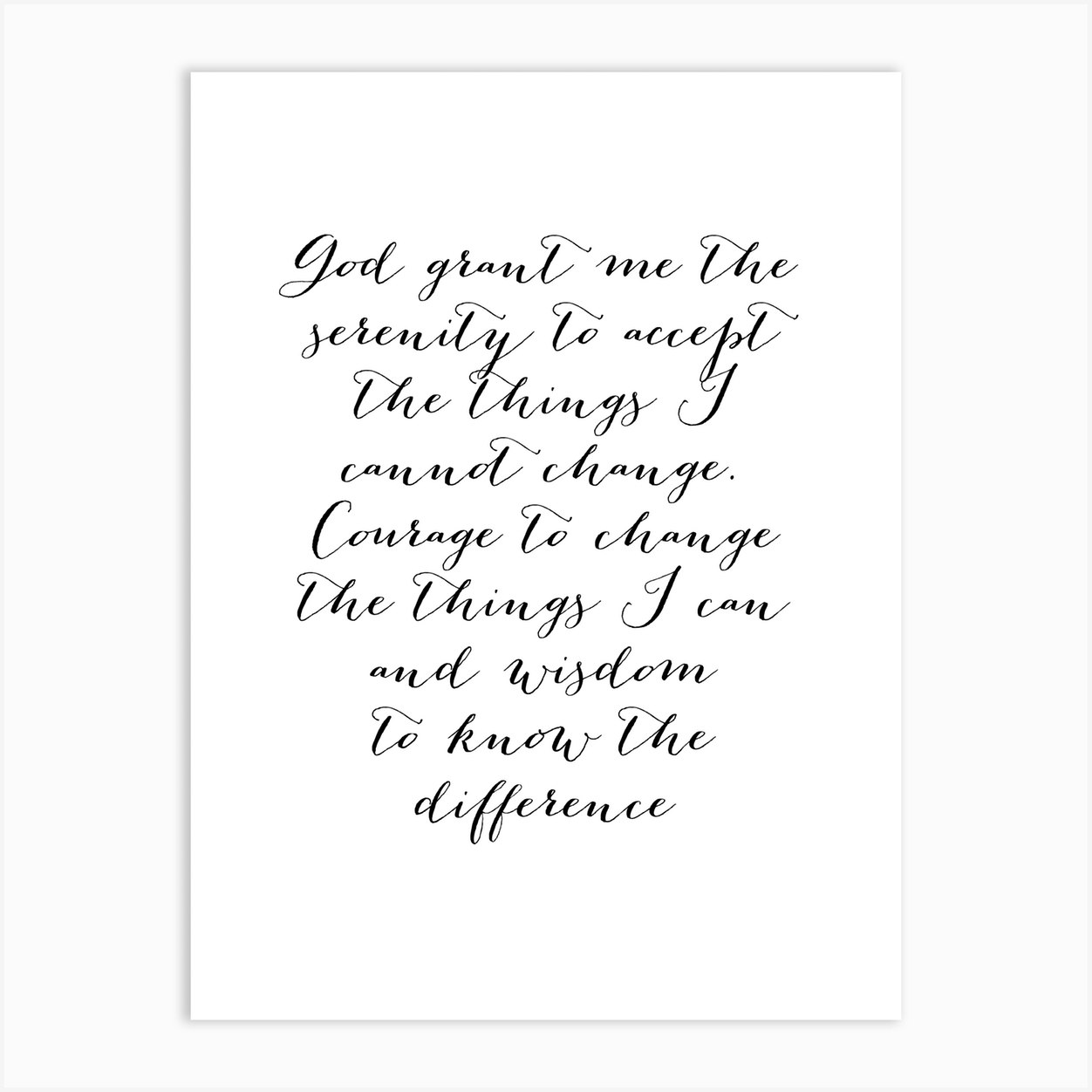 the serenity prayer script art print by typologie paper co