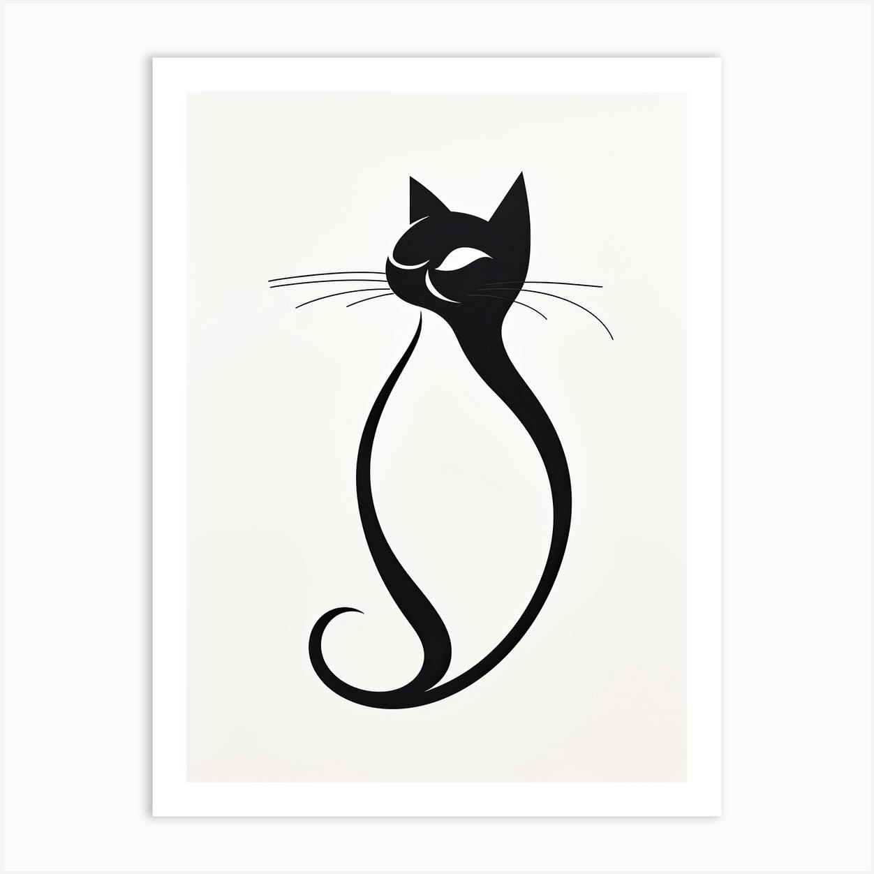 Black Cat Drawing - Ink Illustration - Black White Wall Decor - Kids Room Art cheapest - Nursery Art - Drawing Animal - Drawing for Kids