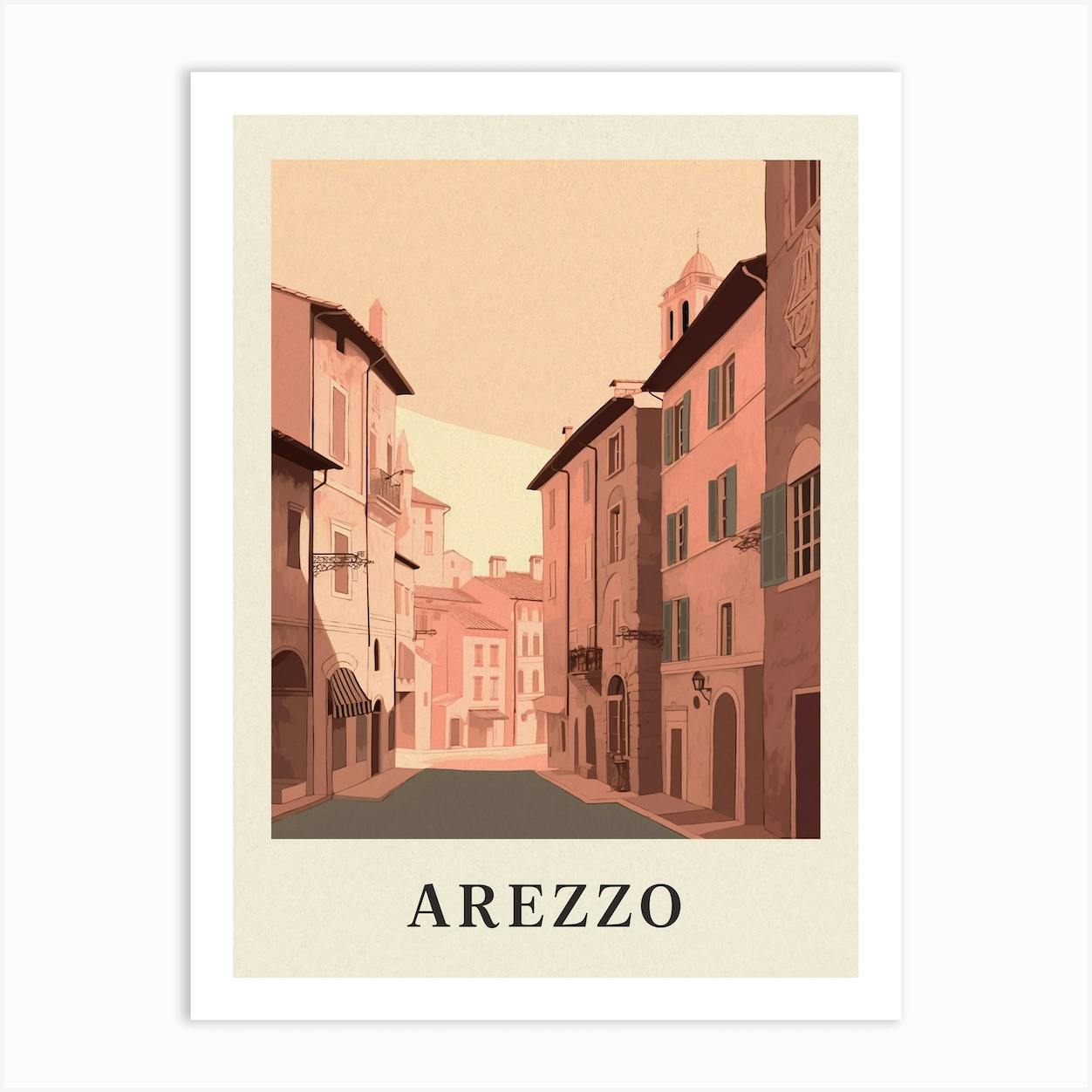 Arezzo Vintage Pink Italy Poster Art Print by MedArt Fy