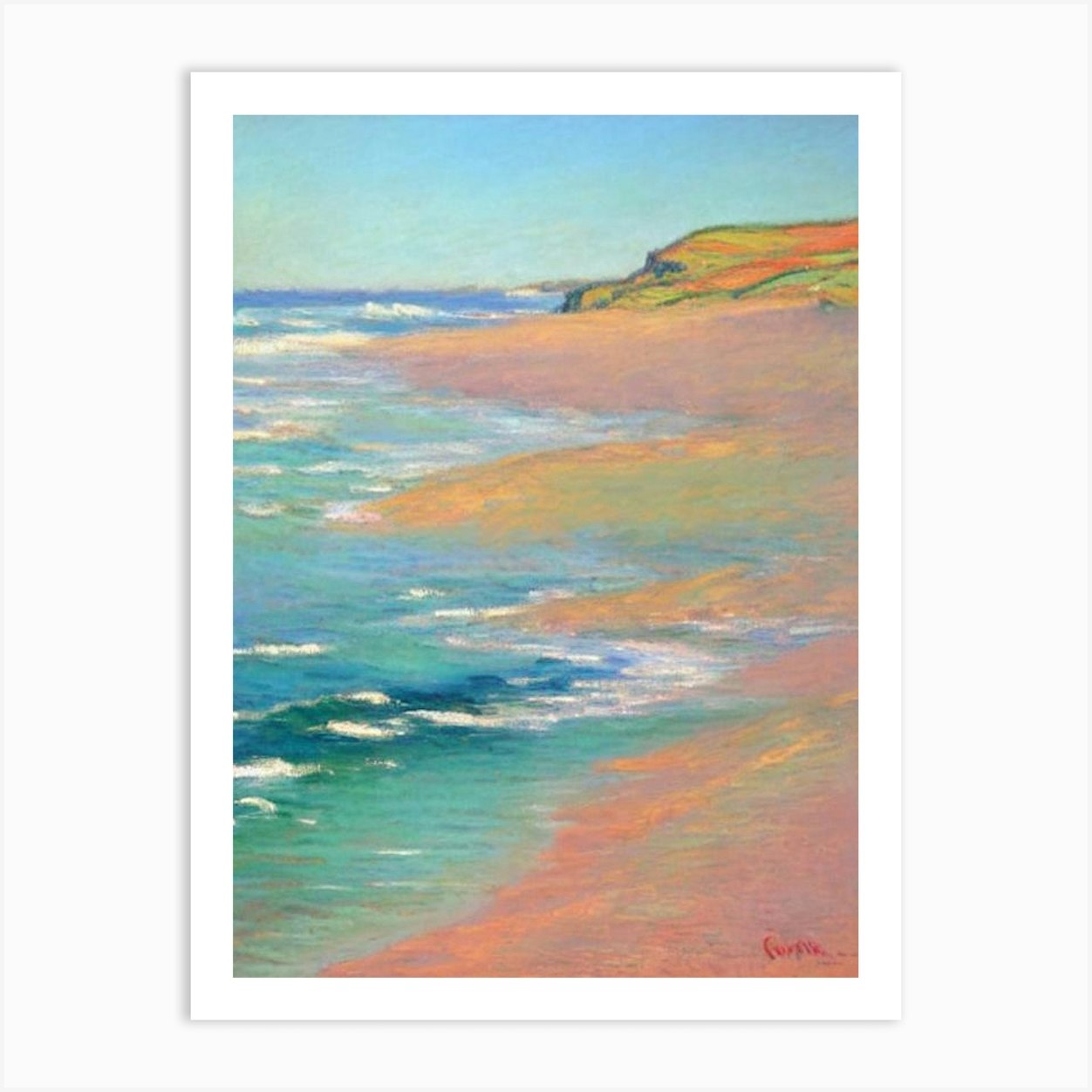 Crantock Beach Cornwall Monet Style Art Print by Seaside Nostalgia - Fy