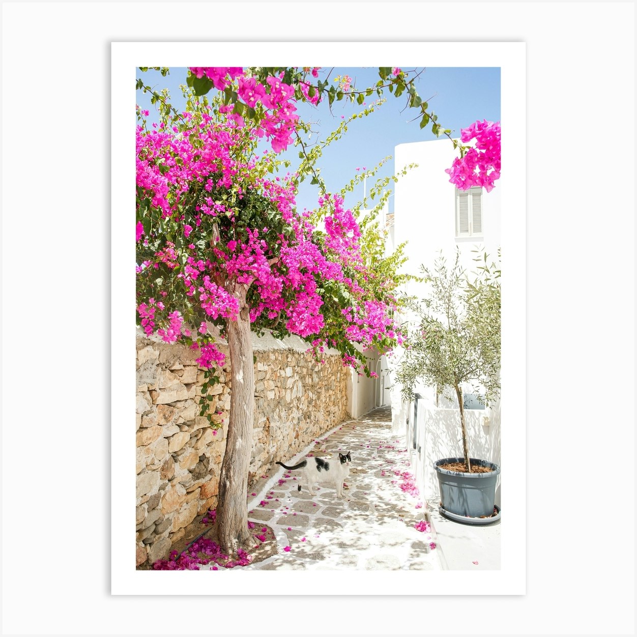 Greek Island Courtyard Art Print by Victoria's Stories - Fy