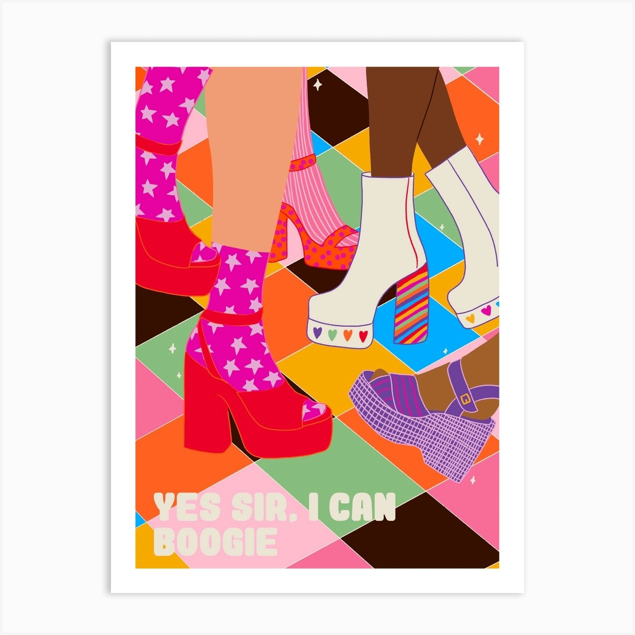 Yes Sir I Can Boogie Disco Art Print by Emmy Lupin Studio Fy