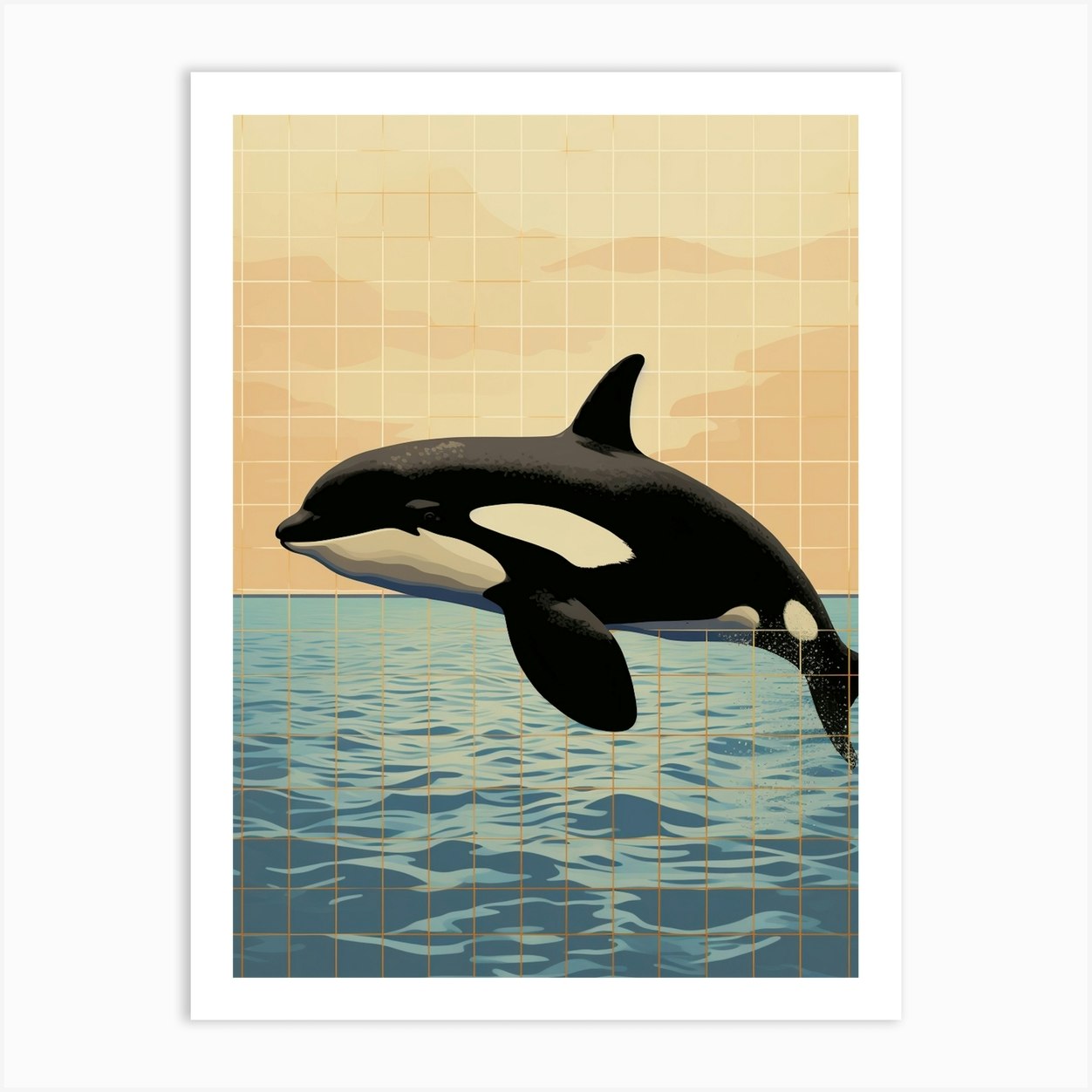 Orca Whale Grid Art Print by Energy of the Sea - Fy