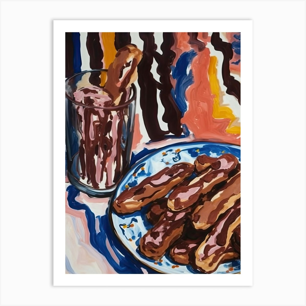 Chocolate Eclairs Painting 2 Art Print by Pudding Palette Fy