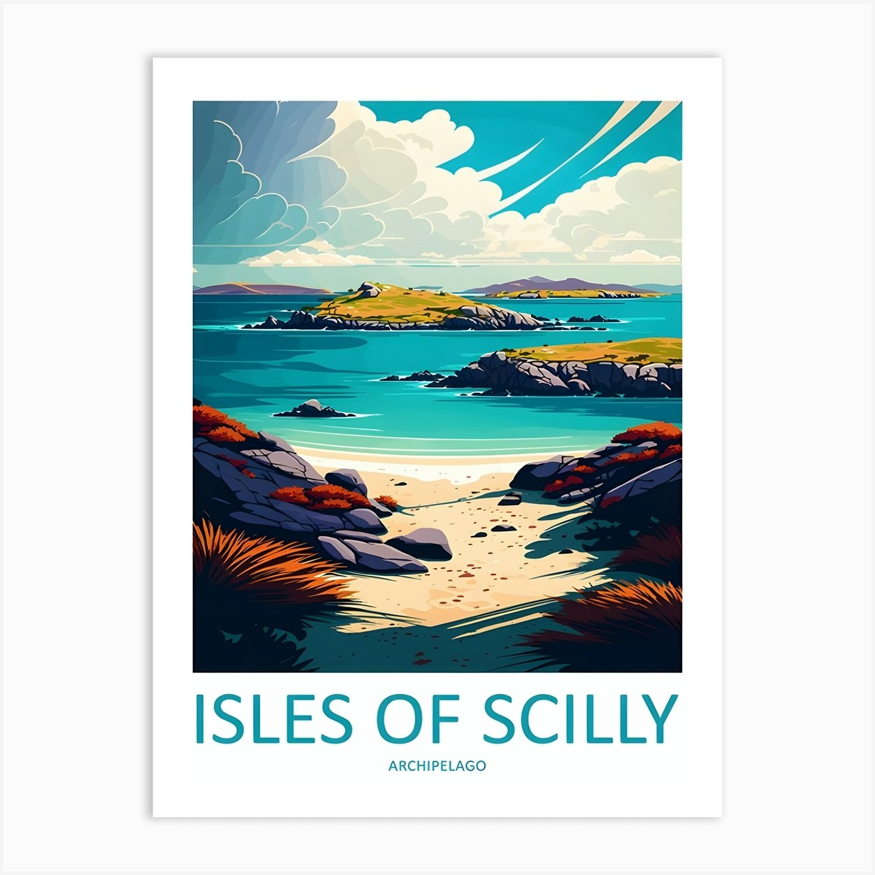Archipelago Isles Of Scilly Travel Art Print by KunStudio Fy