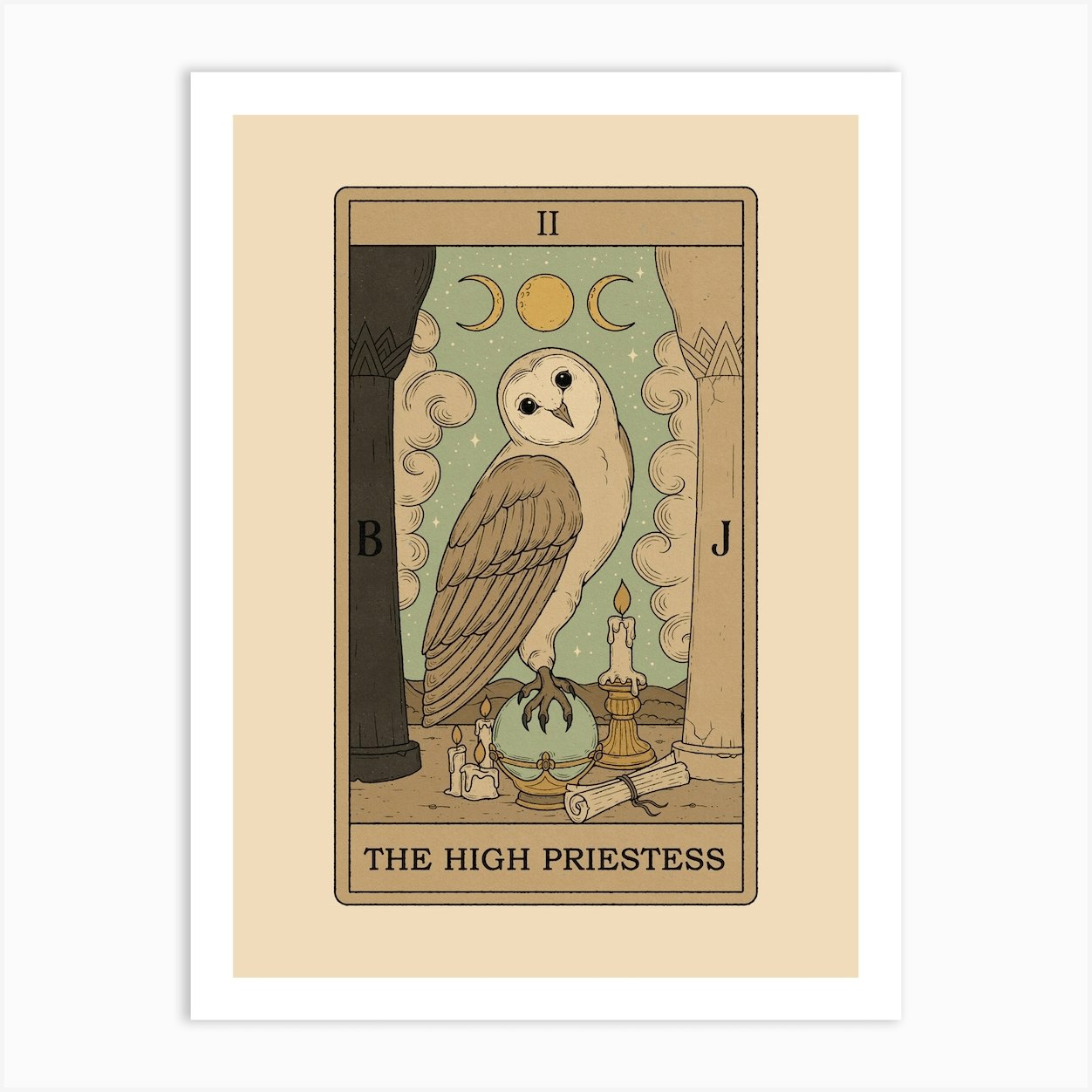 The High Priestess Owls Tarot Art Print by Thiago Corrêa - Fy