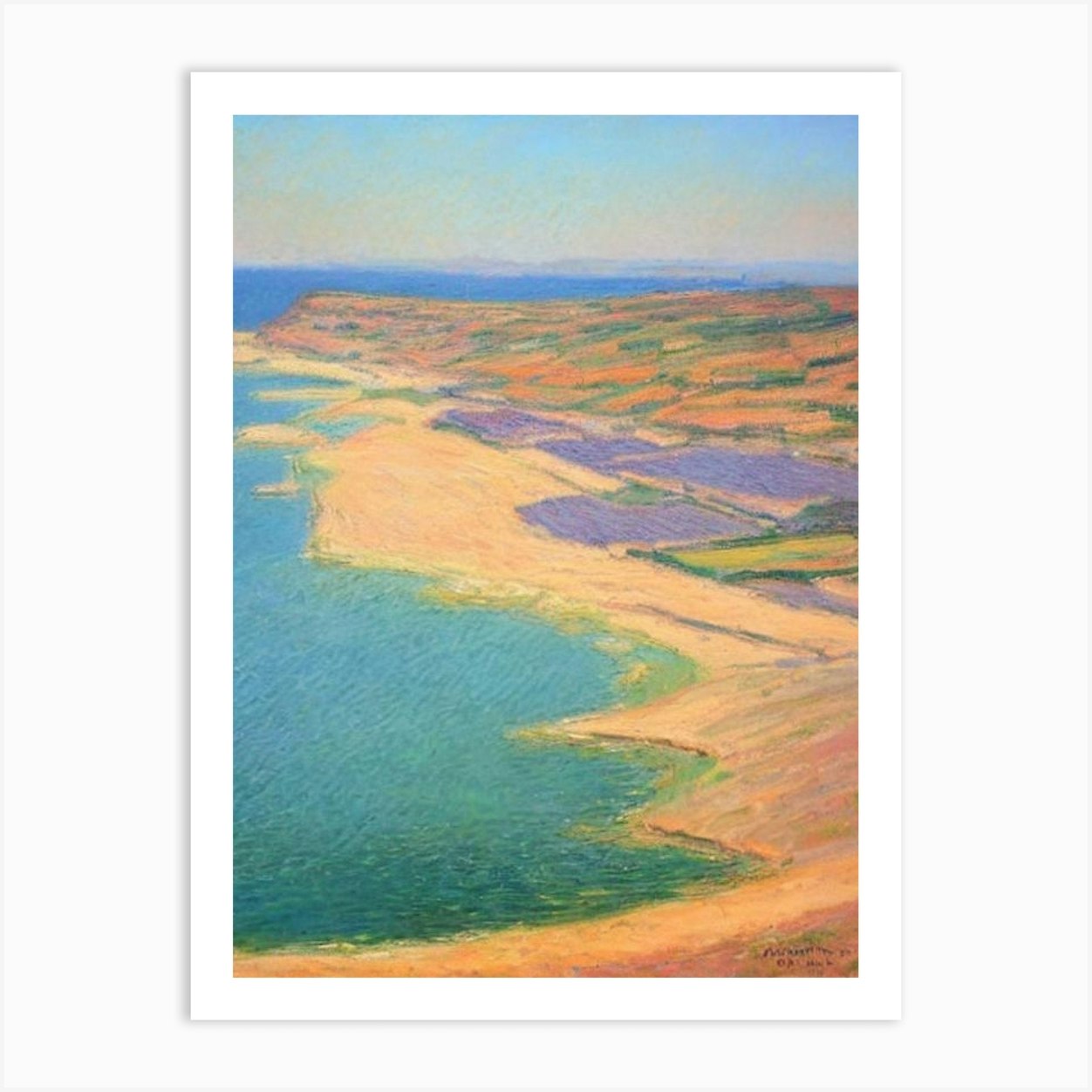 Chesil Beach Dorset Monet Style Art Print by Seaside Nostalgia - Fy