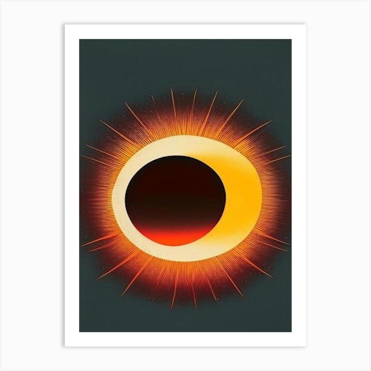 Solar Eclipse Vintage Sketch Art Print by Outer Space - Fy