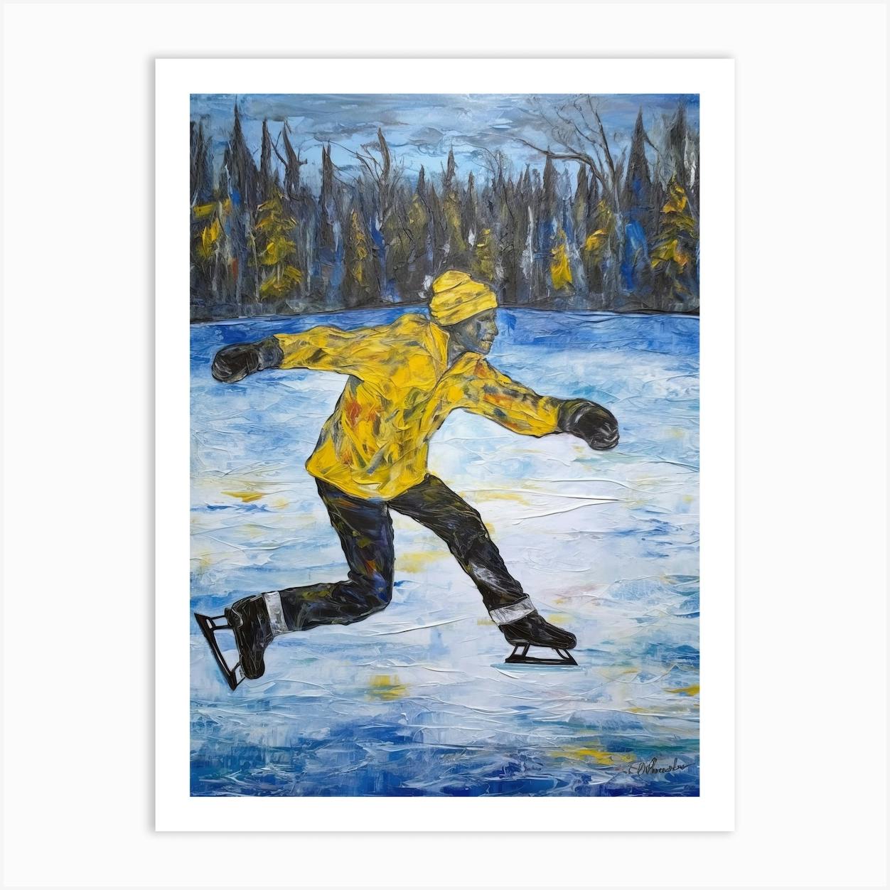 Figure Skating In The Style Of Van Gogh 1 Art Print