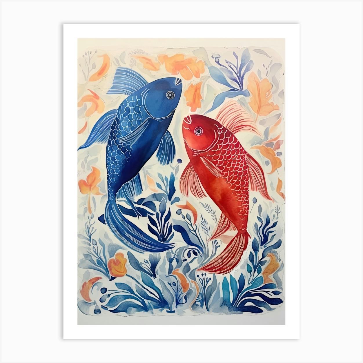 Koi Fish Art offers - Two variations , Contemporary painting , original art