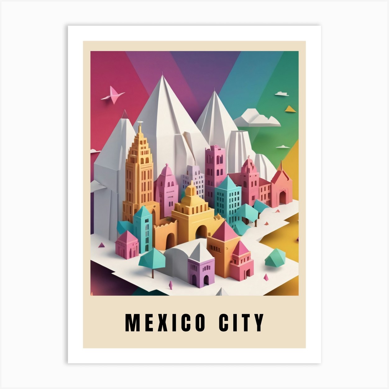 Mexico City Travel Poster Low Poly (20) Art Print by 1xMerch Fy