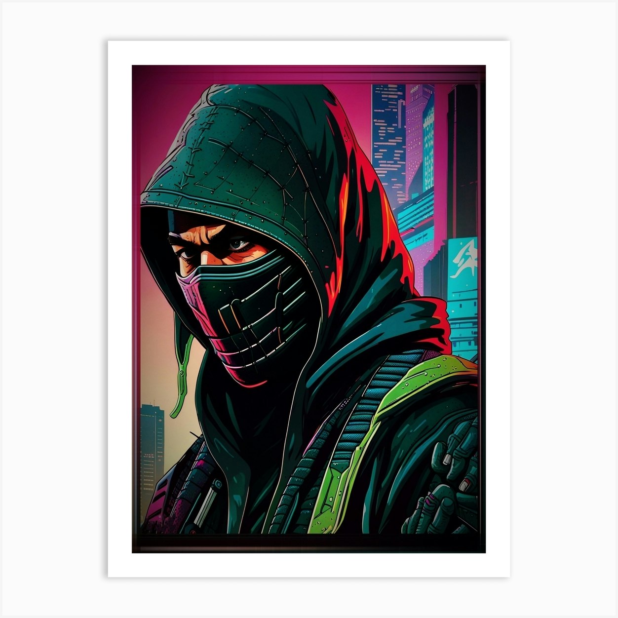 Agility Ninja Stealthy Mask Enigmatic Neon Cityscape Dynamic ...