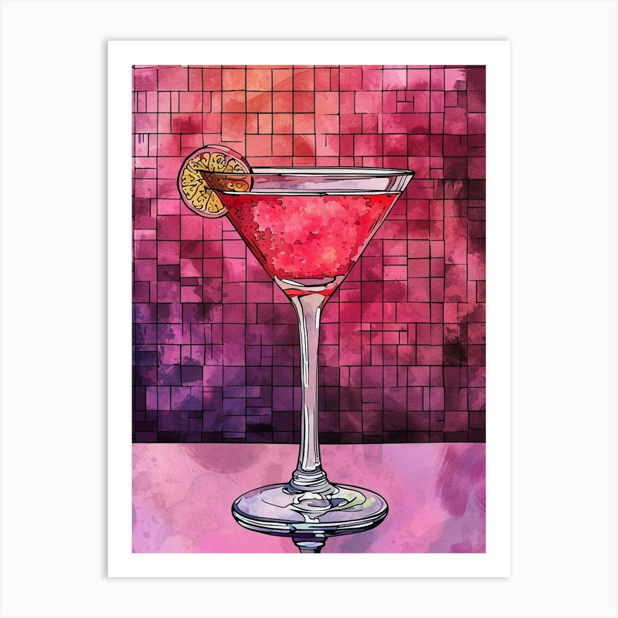 Porn Star Martini Cocktail Watercolour 2 Art Print by Artful Mixology - Fy