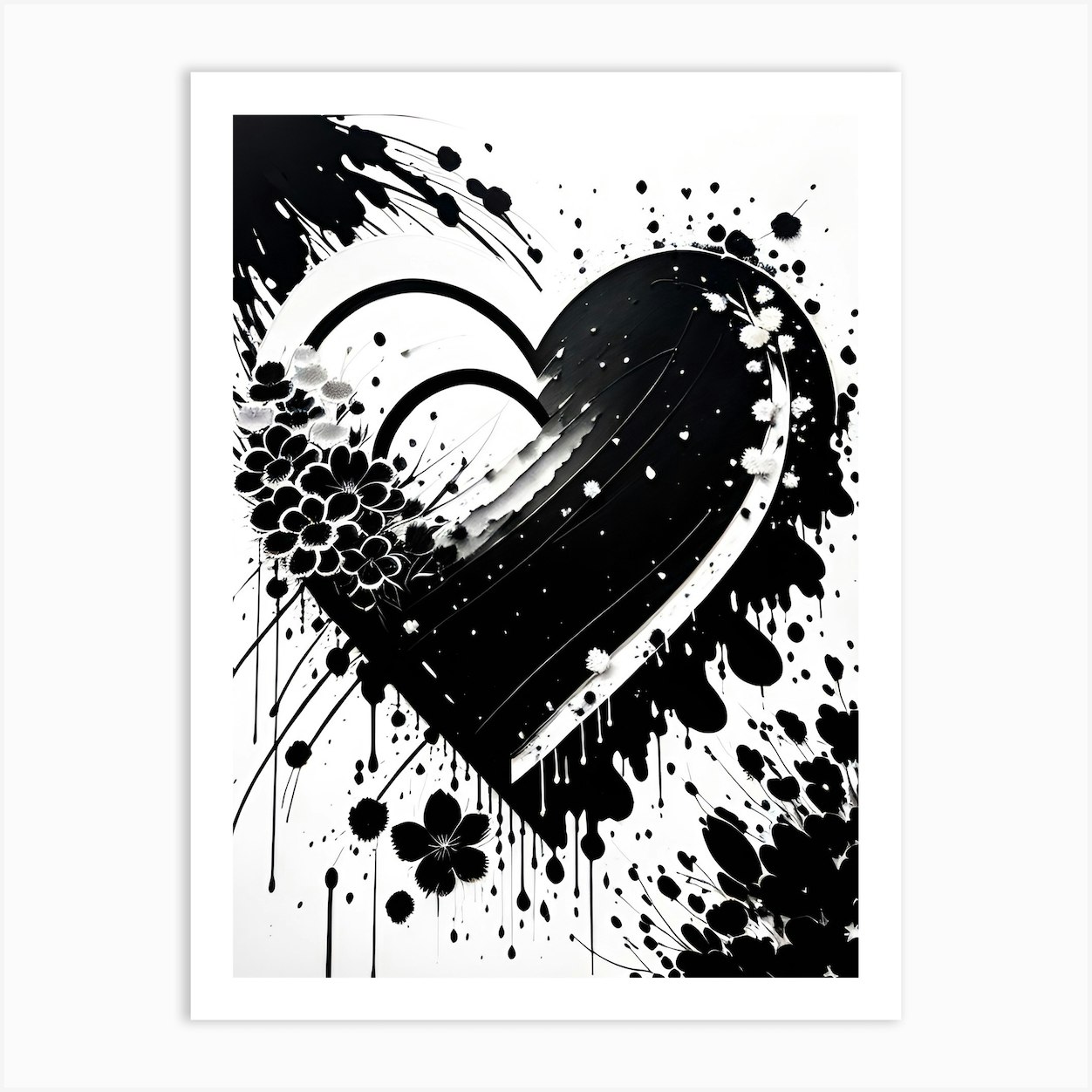 Black And White Heart 7 Art Print by Noctarian - Fy