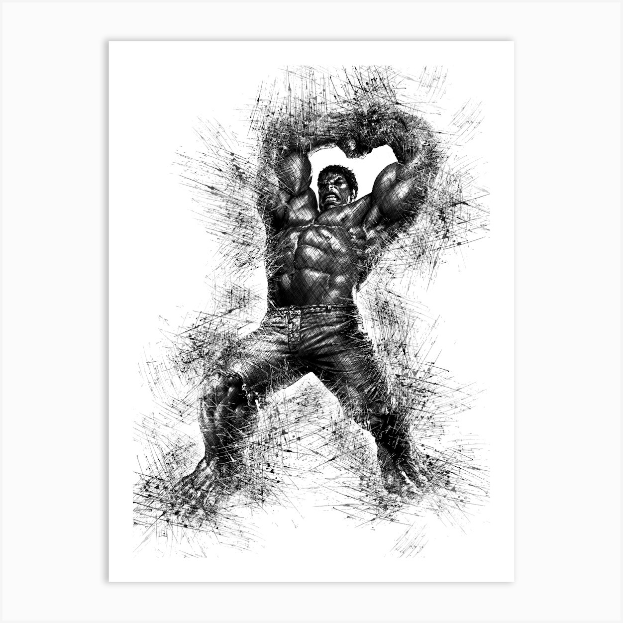 Hulk Avengers Sketch Art Print By Kunstudio - Fy