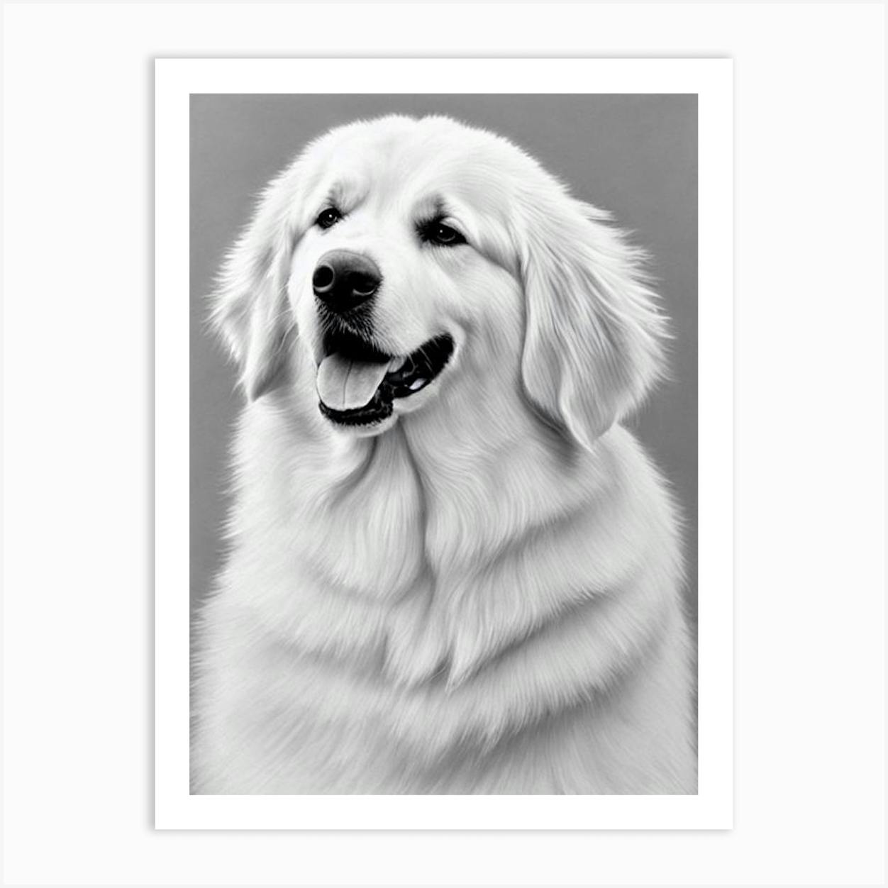 Great Pyrenees B W Pencil Dog Art Print By Pooch Prints Fy Great Pyrenees B W Pencil Dog Art Print By Pooch Prints Fy