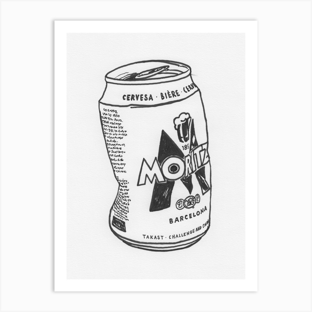 Beer Can Art Print by Asobōze Fy